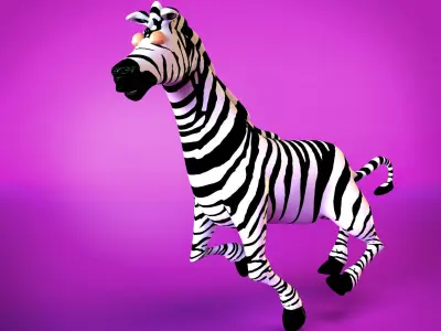 Zebra cute cartoon style 3D model