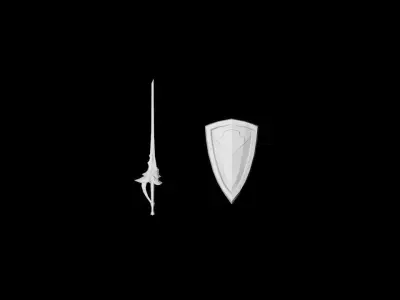 Noble Guard - Sword and Shield Low-poly 3D model