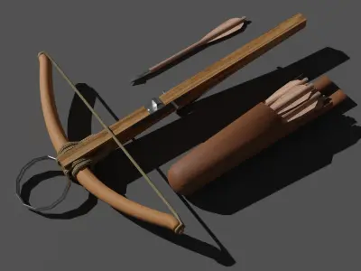 Crossbow bow and arrow Low-poly 3D model