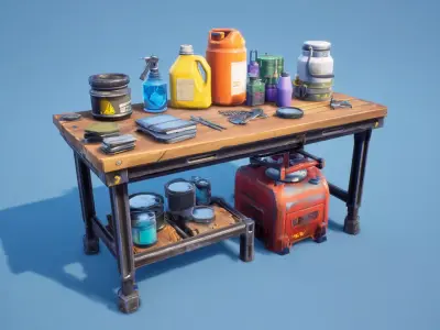 Free Workbench Tables Free low-poly 3D model