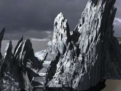 Steps Ruins on cliffs Kit bash 2 3D model