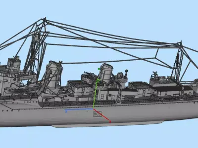 destroyer ship Low-poly 3D model