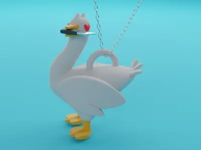 cute keychain Goose Gesha ready 3D print Free 3D print model