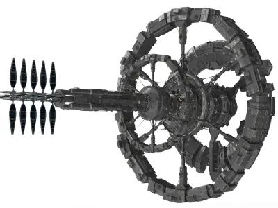  Sci-Fi Space Station Black 