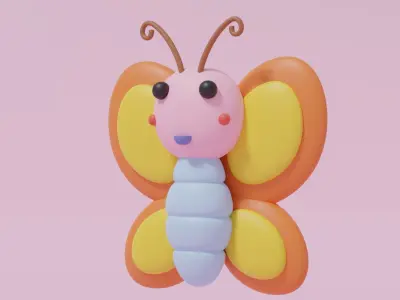 Cartoon Cute Butterfly 1 3D model