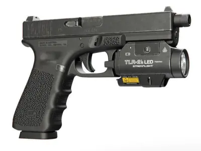 Pistol Glock 17 Gen4 with Flashlight and Silencer 3D model