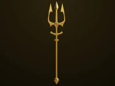 Medieval Trident 02 All PBR Unity UE Textures Low-poly 3D model