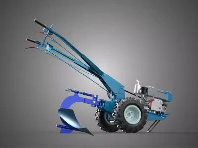POWER TILLER TRACTOR HAND AGRICULTURAL MACHINE PLOW PLOUGH MOUNT 3D model