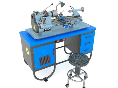 MN-80A Industrial desktop lathe machine tool 3D model