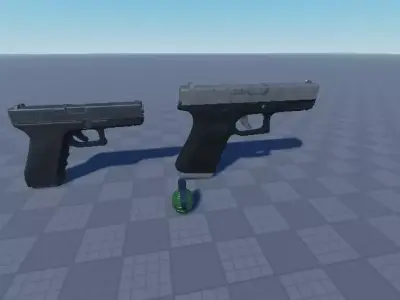 pistol and grenade Low-poly 3D model