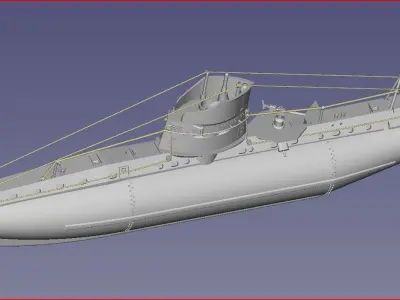 Austro-Hungarian Submarine 1915-1918 - German UB I Class 3D print model
