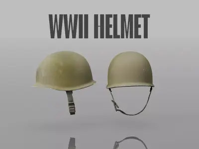 WWII Military Helmet High Quality Low Poly Model Low-poly 3D model