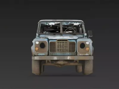 Abandoned Off-Road Vehicle Wreck Low-poly 3D model