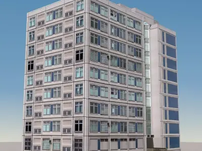 Building Lowpoly apartment with roof Low-poly 3D model