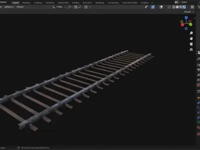 Railway track 3D Model  Low-poly 3D model