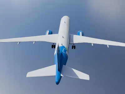 High Quality Airbus A220 300 with Detailed Cockpit  Low-poly 3D model