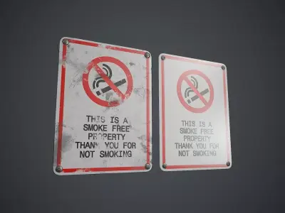 Plastic No Smoking Sign 2 PBR Game Ready  Low-poly 3D model