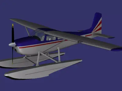 Cessna 180 Skywagon Seaplane version Low-poly 3D model
