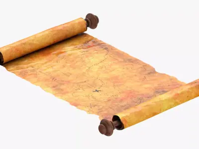 Scroll Open With Pirate Map 03 1 3D model