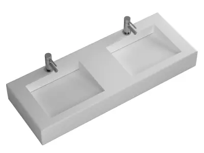 Wall hung washbasin ABBER Stein AS2643 double 3D model