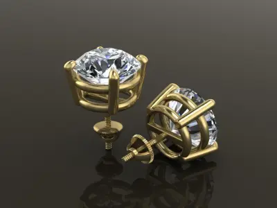 4-Prong Solitaire Earring Basket 9MM50 3D print model