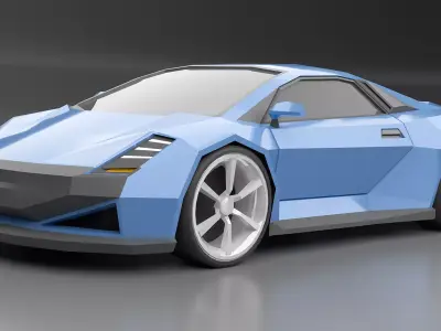 Lowpoly Ponteos concept car Low-poly 3D model