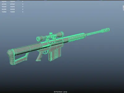 Gun m82b Game Ready PBR Textures 3D model Low-poly 3D model