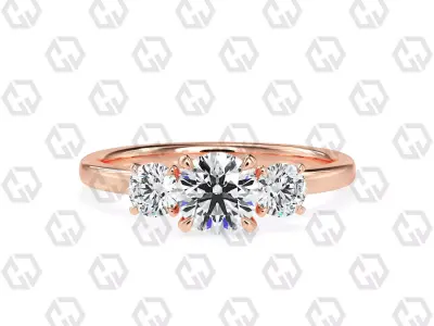 Ring 109 Round Shape 3 stone ring with round 3D print model