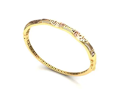 24 Women jewelry bangle bracelet Floral Carved Filigree Bangle  3D print model