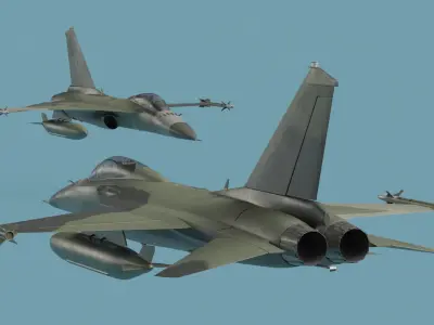 AIDC F-CK-1 Ching-Kuo Fighter Jet Green 3D model