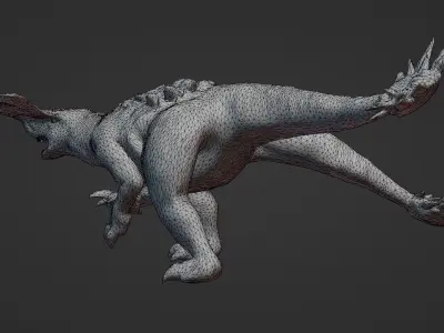 FlatHead mutant alien Low-poly 3D model