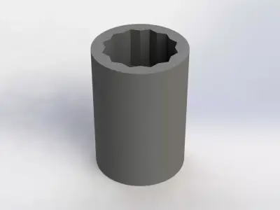Soquete Estriado 32mm x 1-2 pol Striated Socket 3D model