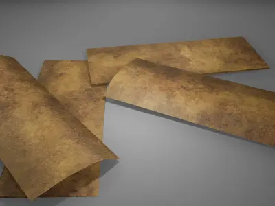 Garbages Game Ready set of pieces of paper Low-poly 3D model