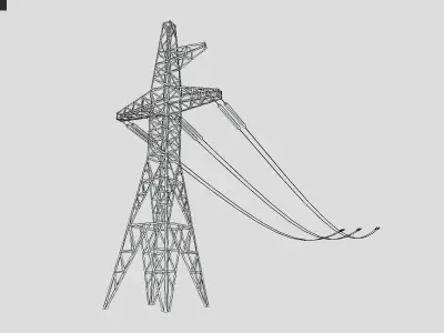 High Voltage Transmission Line Tower Tileable Low-poly 3D model