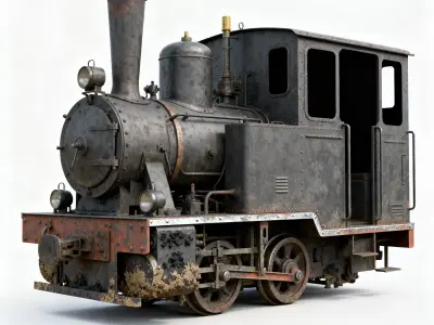 Realistic Mountain Narrow-Gauge Steam Locomotive 3D Model Low-poly 3D model