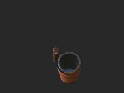 Antique Wooden Mug Low-poly 3D model