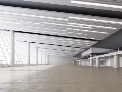 lowpoly interior space hall 15 Low-poly 3D model