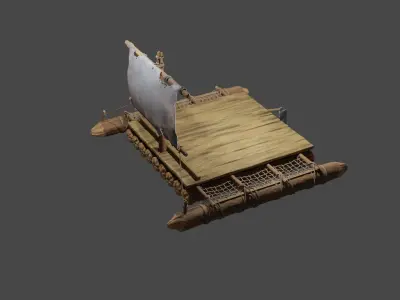 Wooden Raft --- MADE IN BLENDER  FOR CYCLES Free 3D model