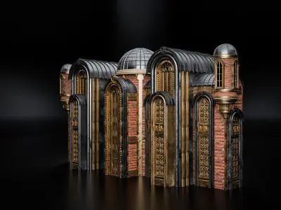 ART DECO STEAMPUNK BUILDING 03 Low-poly 3D model