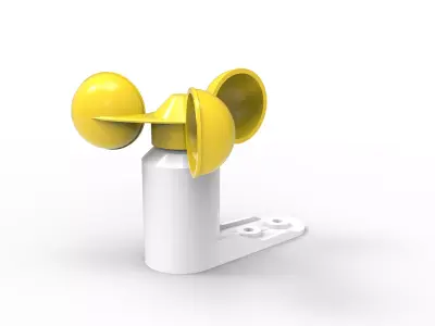 Anemometer gold wind turbine Low-poly 3D model