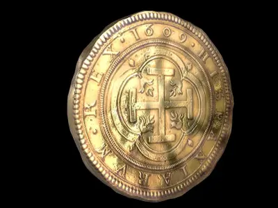 Ancient gold and silver coins 3D model