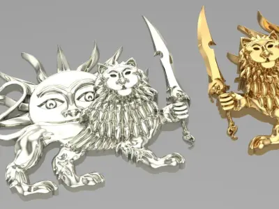 pahlavi dynasty very simple shir va khorshid 3D print model