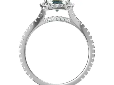 Emerald Solitaire Ring With Hidden Halo 3D print model buy