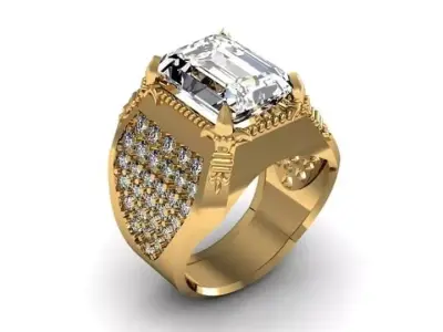 EMERALD STONE MEN RING 3D print model