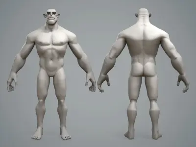 Cartoon Male fantasy character Orc Gralnok Low-poly 3D model