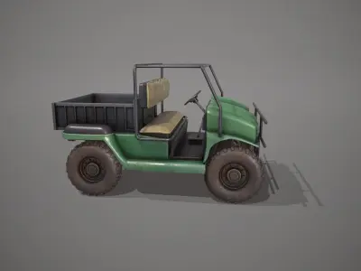 Stylized Green Golf Cart Low-poly 3D model