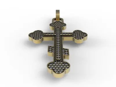 Antique Cross Diamond Pendant 3D print model