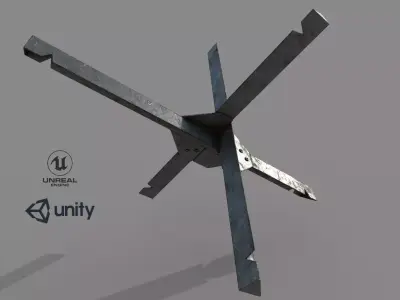 Anti-tank hedgehog Low-poly 3D model