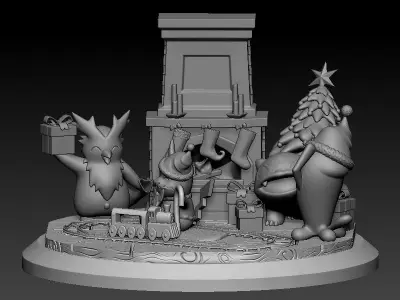 Pokemon pikachu Christmas diorama 3D print model