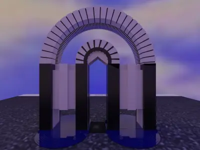 antique 3D archway with sky behind it Free 3D model